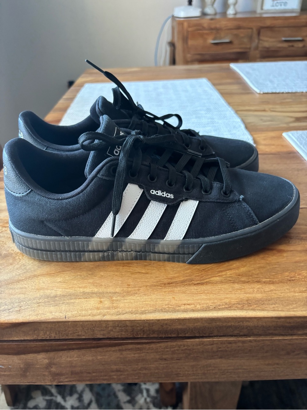adidas Black Canvas Sneakers with White Three Stripes